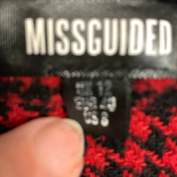 MISSGUIDED oversized Shacket red and black herringbone, button down shirt - Picture 4 of 4